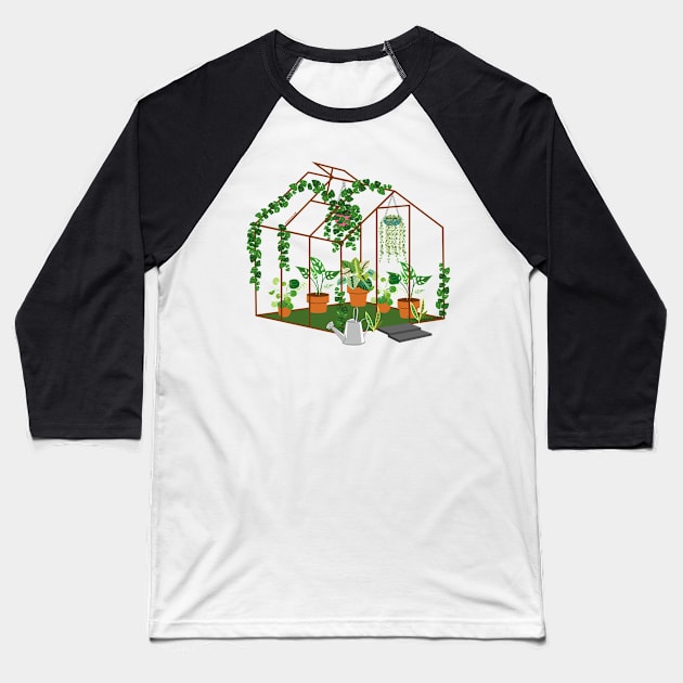 Greenhouse Art - Indoor Plants Baseball T-Shirt by Designoholic